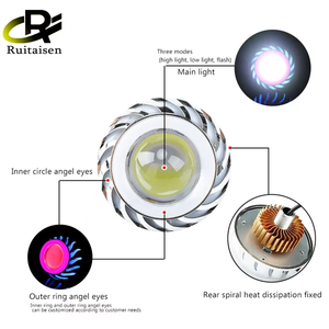 30W LED Angel Eyes Mini Proyector Faro Alto/Bajo Haz Demon Eyes DRL Lámpara Coche/<span class=keywords><strong>Moto</strong></span> Lámpara <span class=keywords><strong>de</strong></span> cabeza Retrofit 12V - Product Image 2