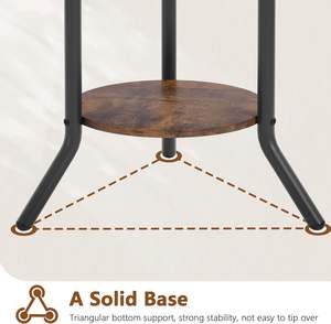 حامل معاطف دائري قائم بذاته مع 3 أرفف خشبية وسلة قماشية واحدة، شماعة ملابس معدنية بـ 5 خطافات - Product Image 5