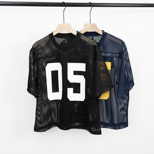 Crop American Football Fashion Boxy Fit Mesh Jersey Tee Logotipo personalizado 100% Poly Casual Streetwear Camisetas de alta calidad para hombres - Product Image 5