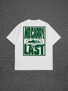 เสื้อยืดโอเวอร์ไซส์แขนสั้นผ้าเจอร์ซีย์คอตตอน 100% สีขาว พิมพ์ลายด้านหลัง สไตล์สตรีทแวร์ลำลองสำหรับผู้ชาย - Product Image 3