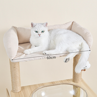 Arbre à chat moderne et écologique avec lit intégré, griffoir et maison semi-circulaire à 4 niveaux en panneau de densité
