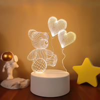 Amour romantique 3D LED veilleuse ballon en forme de coeur acrylique lampe de table décorative pour chambre saint valentin chérie