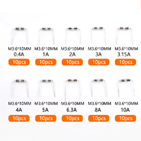 Kit d'assortiment de fusibles en tube de verre 3.6x10mm, 100 pièces, fusibles axiaux à action lente 0,5a-10a 250V pour la protection des circuits électroniques