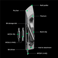 MecArmy RL4 EDC Survival Pry Bar Set – Outil multifonction compact et léger en titane TC4 de haute qualité avec tournevis et extracteur de clous pour vitres