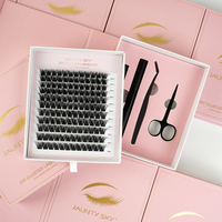 Kit de cils DIY en grappes à double couche, courbure CC, effet œil de renard, 8-14mm, personnalisable, boîte double couche, prix usine, ODM