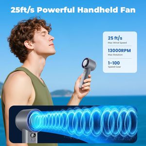 High Speed Wind Portable Turbo 4800mAh Mini <b>Handheld</b> <b>Fan</b> Rechargeable USB Type-C Quiet Operation Hand Held Pocket Cooling <b>Fan</b> - Product Image 2