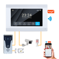 Bel pintu jarak jauh layar sentuh ponsel, Wifi, monitor dalam ruangan, aplikasi Tuya, sistem interkom pintar, deteksi gerakan, pintu Video IP, telepon, layar sentuh, bel pintu jarak jauh