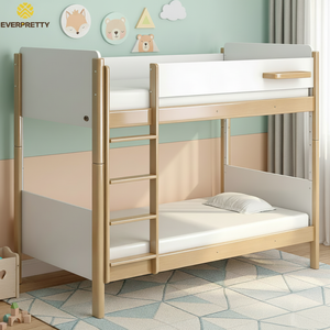 Lit superposé moderne en bois avec escalier, séparable, pour enfants et adolescents, idéal pour auberges de jeunesse, dortoirs scolaires et appartements. - Product Image 1