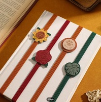 Penanda Buku Kulit Bergaya Ins dengan Hiasan Bunga Tulip Daisy, Penjepit Halaman Buku Unik, Alat Tulis Baca yang Indah, Buatan Cina
