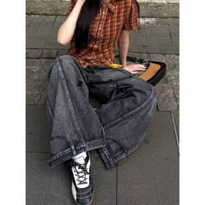 2026 Niche Design New Straight Scimitar Dad <b>Jeans</b> Ripped Vintage Washed High Street Spring Couple Style Long Pants - Product Image 4