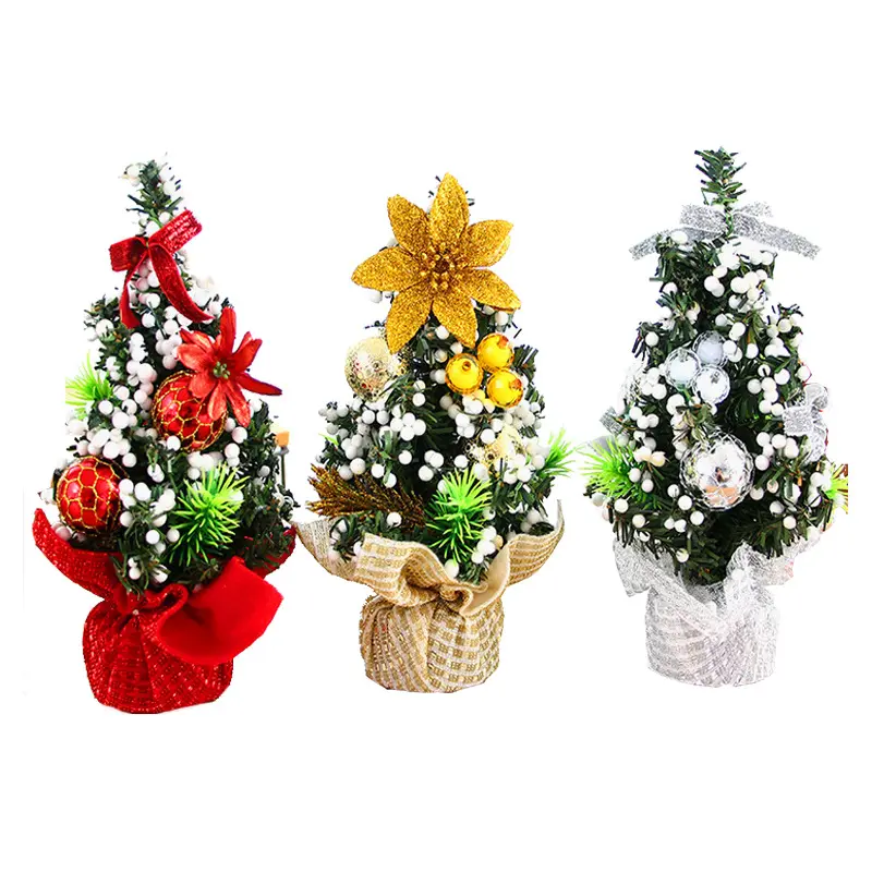 Grosir terbaik penjual pohon Natal ornamen liburan 20cm Pvc plastik pohon Natal Mini buatan pohon dekorasi pesta