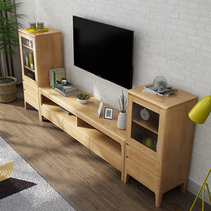 Nordic Style Solid Wood Tv Cabinet Rubberwood Minimalist Modern Living Room Base Cabinet Combination Tv Stand Cf05 - Product Image 1