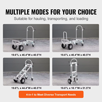Chariot à main industriel pliable 3 en 1 à quatre roues avec cadre en aluminium robuste et poignée en acier, idéal pour le transport de charges lourdes (OEM)