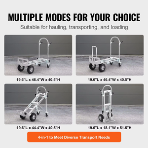 3 in 1 Aluminum Frame Steel Handle Four <strong>Wheels</strong> Folding Harbor Freight Hand Truck <strong>Trolley</strong> - Product Image 6