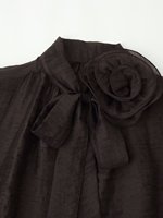 Chemisier chic et décontracté pour femme, nouvelle collection 2026, avec nœud décoratif floral, style rétro, à manches longues.