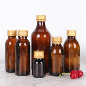 30ML 60ML 100ML 125ML 150ML 200ML 250ML 300ML 500ML 1000, Bernstein runde pharmazeut ische Glas hustens aft flasche mit Kunststoff kappe - Product Image 3