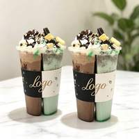 Gobelet jetable double compartiment en plastique PP personnalisé de 700 ml (16 oz) pour thé au lait Boba, avec couvercle