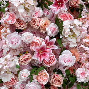 Muro de Flores de Rosas Rosadas Artificiales Realistas, Fondo 3D de Seda Ecológico para Decoración de Bodas, Fiestas y Escenarios - Product Image 4