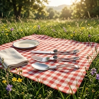Ensemble de couverts pliables portables, couverts de camping en acier inoxydable avec pochette de transport, kit couteau fourchette cuillère pour pique-nique en plein air et voyage