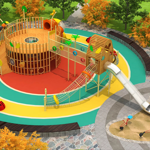 Ensemble d'aventure Château Circulaire et Toboggan en Plastique - Équipement <span class=keywords><strong>de</strong></span> Jeu Extérieur en Bois et PE Haute Capacité pour Parc et <span class=keywords><strong>Jardin</strong></span> - Product Image 1