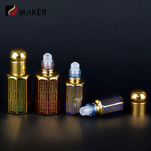 3ml 6ml 12ml Rỗng Arab vàng tinh dầu nước hoa con lăn quả Arabian <span class=keywords><strong>attar</strong></span> Oud xạ hương bát giác Arabic kính cuộn trên chai - Product Image 3
