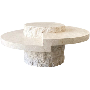 Table basse en marbre <span class=keywords><strong>travertin</strong></span> beige naturel personnalisée, design moderne et décoratif - Product Image 1