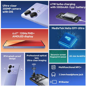 รุ่นสำหรับสมาร์ทโฟน Note 13 Pro 5G กล้อง 200MP 67W Helio 5 NFC 6.67 นิ้ว 120Hz - Product Image 4