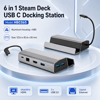 Base de Conexión 6 en 1 para Steam Deck, HDMI 4K+60Hz, PD de 100W, 3 Puertos USB 3.0 de 5Gbps, Soporte de Aluminio para Consola de Juegos Steam Deck