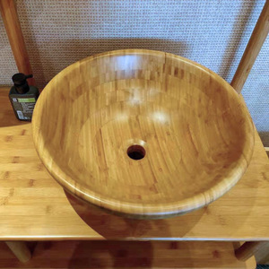 Bamboo Easy Home Pure Bamboo Material Original Eco-friendly Retro Creative Popular Homestay Hotel Washbasin Tabletop <b>Basin</b> - Product Image 3