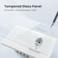 Prise d'extension WiFi standard brésilienne 10A avec panneau en verre trempé, interrupteur intelligent, contrôle à distance par application, indice de protection IP65 pour usage résidentiel