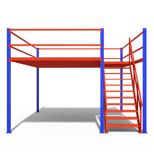 מערכת מדפים מתכתית לאחסון במחסן עם רצפת ביניים תומכת לחלקי רכב - Product Image 4