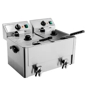 Doppeltank-Tischplatte elektrischer Tieffritteuse 8L+8L