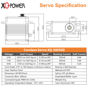 XQ POWER 50KG S8050D Mecanismo de Dirección HV 360. Helicóptero RC de Rotación Continua, Digital, de Alta Resistencia - Product Image 6