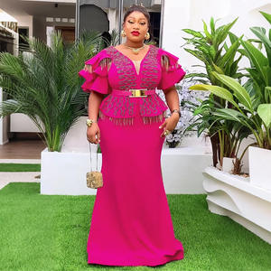 2025 África vestido de fiesta para mujer Kanga ropa de vestidos de fiesta de noche con lentejuelas de talla grande vestido de noche de Navidad - Product Image 5
