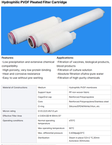 0,1-1 микрон <span class=keywords><strong>5</strong></span>-20 "pvdf мембранный фильтр для воды заправка <span class=keywords><strong>5</strong></span>-20 дюймов PVDF микропористый плиссированный фильтр для воды картриджи - Product Image 2