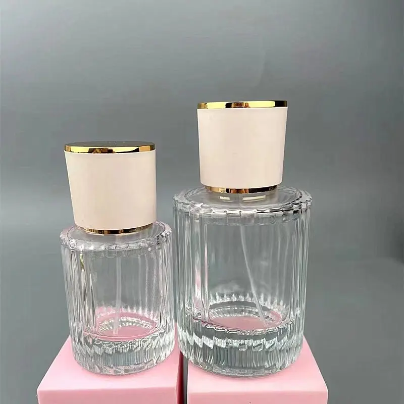 Échantillon gratuit bouteille de parfum de luxe séparée 30ml 50ml bouteille vide en verre de parfum à pulvérisation transparente