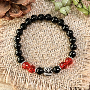 Pulsera de protección y sabiduría Vintage 8mm mate negro ágata cuenta búho encanto pulsera para regalo de graduación - Product Image 5