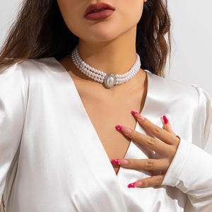 אירופה אמריקאית חוצה גבולות זירקון נשים זירקון זהב מצופה צרפתית אלגנטי רב-שכבתי חיקוי פנינים אור - Product Image 2