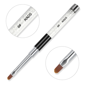 KADS Brosse à ongles ronde en cristal 6 #   Pinceau en nylon plissé avec manche en strass acrylique pour la coloration au gel, le liner, le dessin, le stylo, les outils de manucure - Product Image 2