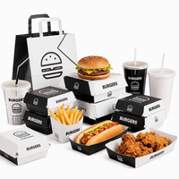 Boîte d'emballage pour hamburgers en papier écologique de qualité alimentaire en gros, avec votre propre logo personnalisé pour les poulets frits à emporter