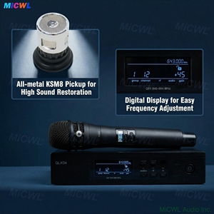 Système de microphone sans fil UHF KSM8, micro dynamique cardioïde portable, récepteur QLXD4, performance sur scène, diffusion en direct, conférence - Product Image 4
