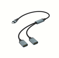Adaptador 2 en 1 Tipo-C con Doble Puerto USB Hembra + Tipo-C Hembra, Carga Rápida PD, Transferencia de Datos, Base de Conexión para PC, Unidad Flash USB