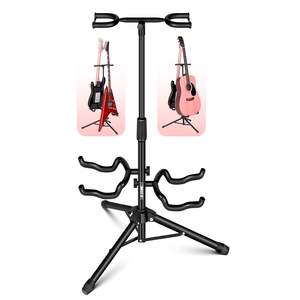 Soporte de guitarra doble DB de 5 núcleos, soporte Universal de suelo duradero negro para guitarras eléctricas acústicas con soporte para el cuello - Product Image 1