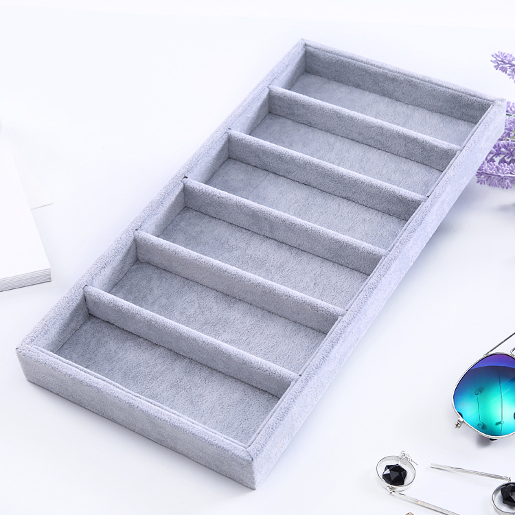 Gray suede 6 slot tray