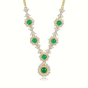 Collier luxueux et élégant en jadeite naturelle de qualité A, plaqué or 24 carats, style rétro - un cadeau idéal pour les anniversaires et les relations amoureuses - Product Image 1