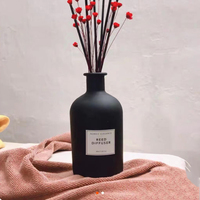 Diffuseur d'air en verre noir et blanc givré Meilleur diffuseur de fleurs séchées Diffuseur de roseaux de luxe 170ml