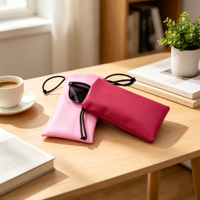 Pochette en cuir souple pour lunettes, sac d'emballage personnalisé avec logo, étui à lunettes en cuir PU avec cordon de serrage