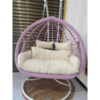 Fauteuil suspendu en osier résistant aux UV, une place, avec coussin moelleux pour balcon, véranda, détente en plein air