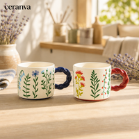 Tasses à café en céramique empilables personnalisées peintes à la main avec logo OEM/ODM Support de tasse cadeau pour la maison pour les ventes à domicile