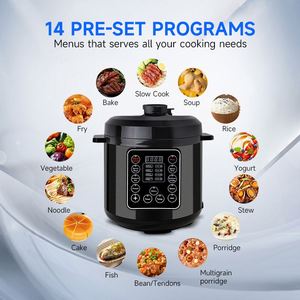 Cuisinière électrique multifonctionnelle antiadhésive noire haute pression 6L en acier inoxydable, cuiseur à riz sous pression 6 litres, multicuiseur - Product Image 2